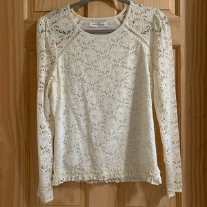 Julep + Pecals Stretchy Lace Shirt; Off White